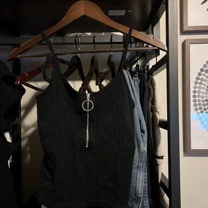 Black Tank Top w/ Zipper Detail